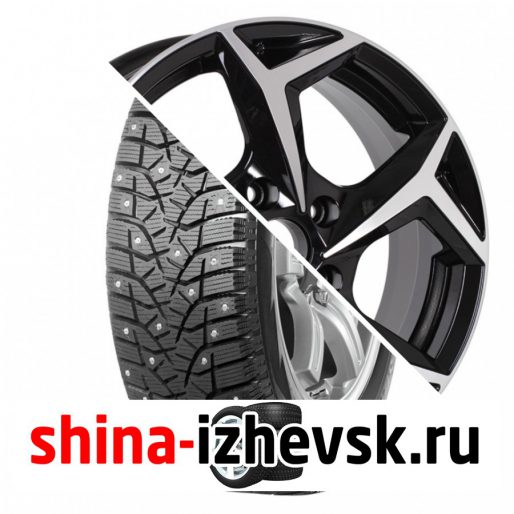 Колесо в сборе Bridgestone Blizzak Spike 02 SUV 215/65 R16 T 98 + RST R066 6.5xR16 5x114.3 ET40 DIA60.1 Черный с алмазной проточкой в Ижевске